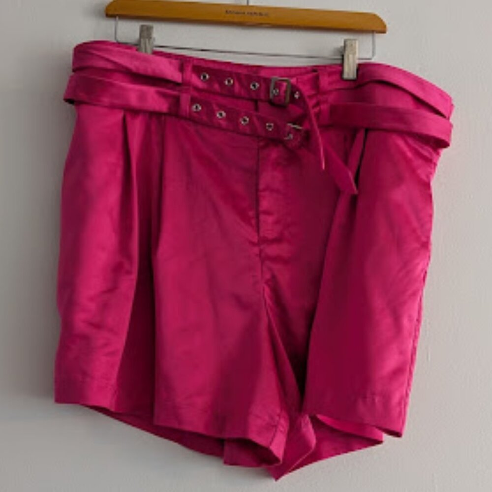 Eloquii Hot Pink Shorts with Built In Belt Size 16